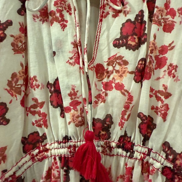 Free People Boho Cottage Core Floral Pink Dress Sz M $128 RV NWT - Picture 4 of 4